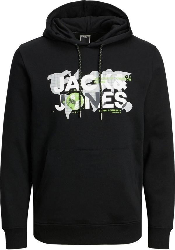 Jack&Jones Dust Sweat Hood Sn Erkek Siyah Sweatshirt 12240214-02 - Image 1
