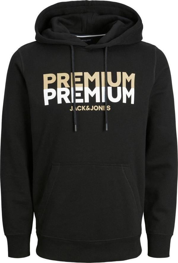 Jack&Jones Blugere Sweat Hood Prau23 Erkek Siyah Sweatshirt 12245810-02 - Image 1