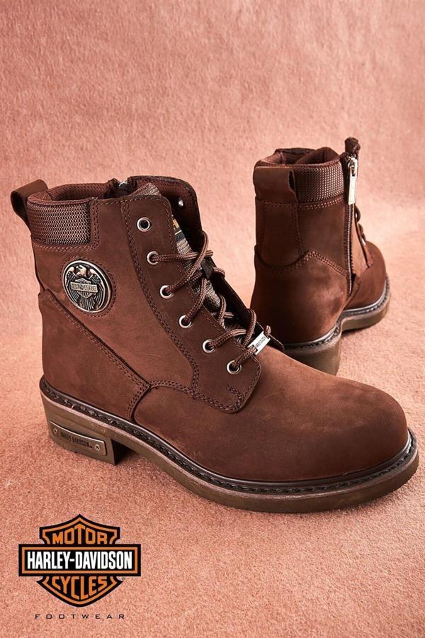 Harley Davidson Jim Dark Brown Nubuk Kadın Bot - Image 1