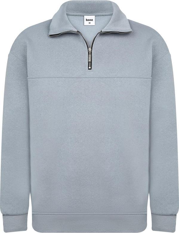 Unisex Relax Fit Rahat Kesim Pamuklu Yarım Fermuarlı Dik Yaka Sweatshirt - Image 1