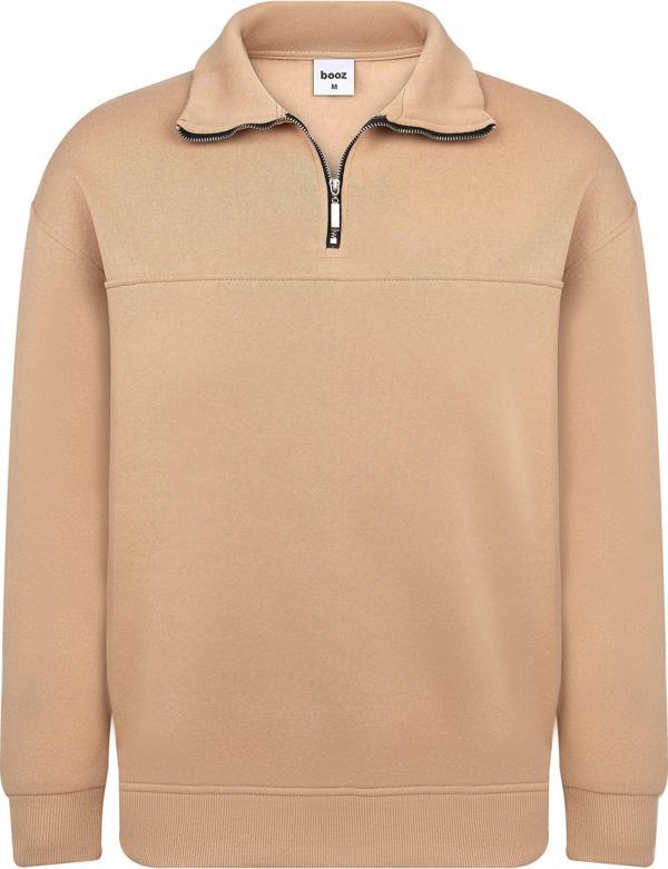 Unisex Relax Fit Rahat Kesim Pamuklu Yarım Fermuarlı Dik Yaka Sweatshirt - Image 1