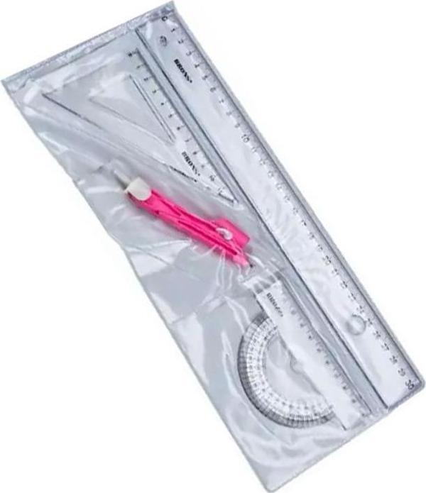 Cetvel Takımı 30 Cm 1 Paket Yıldızlar Cetvel Pergel Gönye İletki Şeffaf Çizim Takımı Pergelli Çizim Seti 4 Parça - Image 1