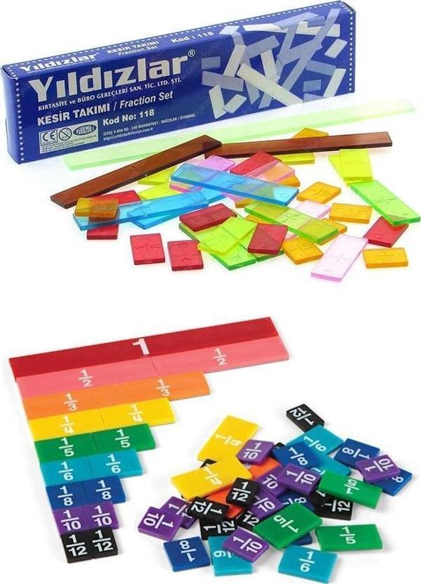 Kesir Takımı 39 Parça 1 Paket Plastik Kesir Takımı Ondalık Birim Kesir Çubukları Matematik Okul Malzemesi - Image 1