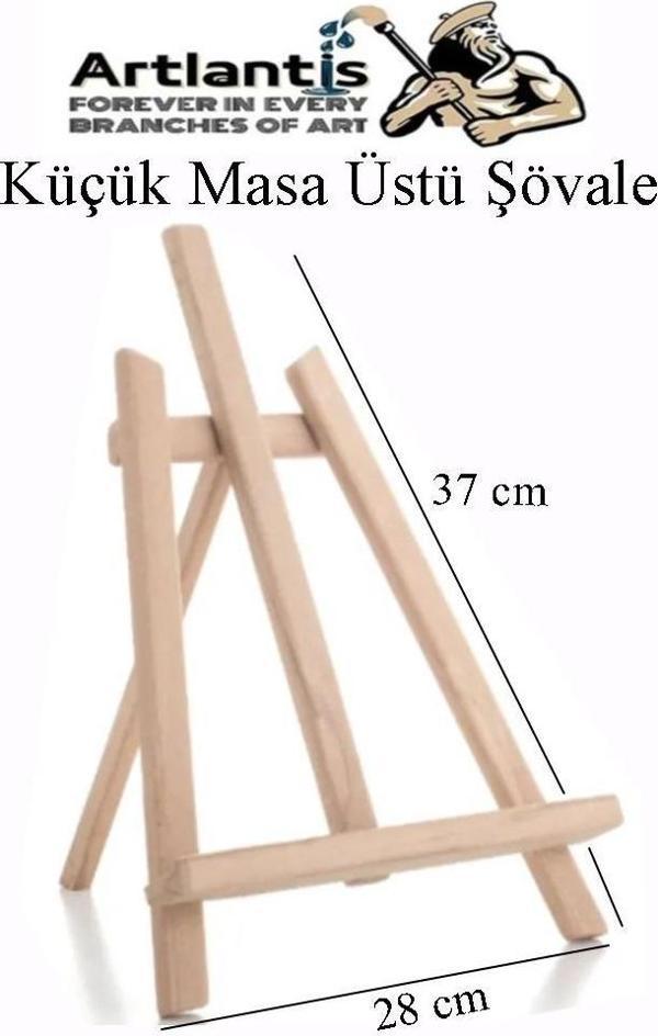 Masa Üstü Şövale 1 Adet Küçük Şövalye 28x37 cm Çam Ağacından İmal Edilmiştir Sanatsal Tuval Sergi - Image 1