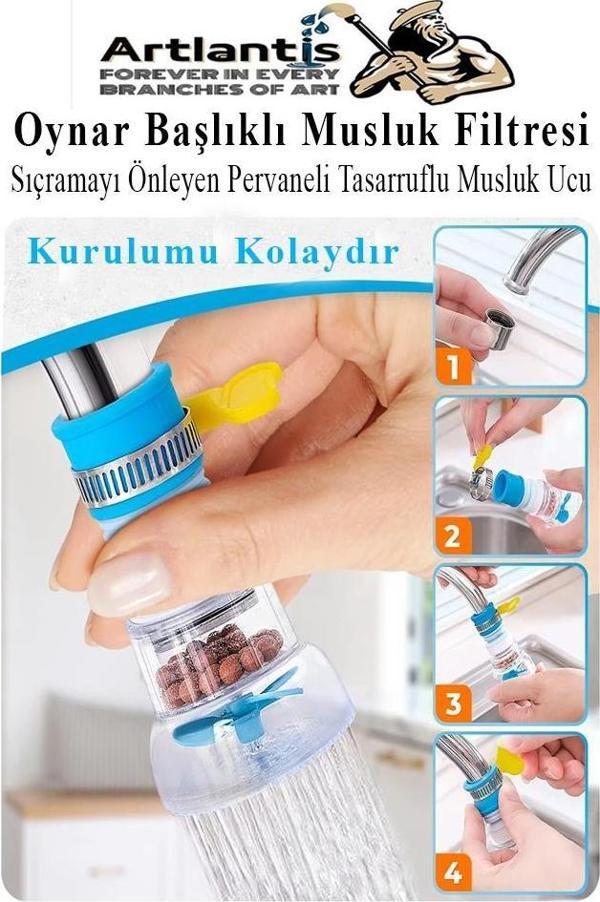 Oynar Başlıklı Musluk Filtresi 1 Adet Musluk Başlıgı Sıçramayı Önleyen Pervaneli Tasaruflu Batarya Ucu Mutfak Banyo - Image 1