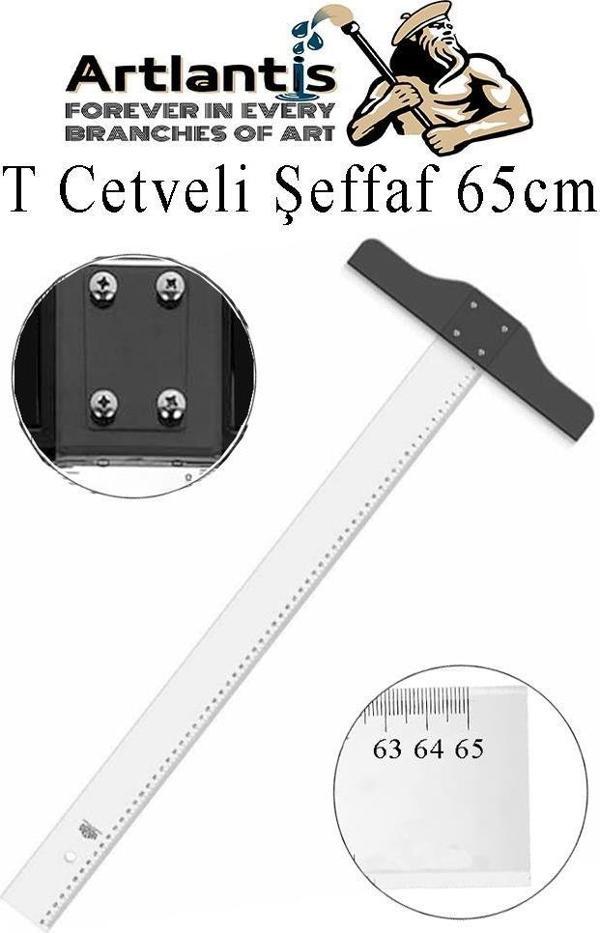 T Cetveli Şeffaf 65 cm 1 Adet Plastik Mika T Cetveli Çizim Cetveli Mimarlık Mühendislik Öğrenci Tasarım Cetveli - Image 1