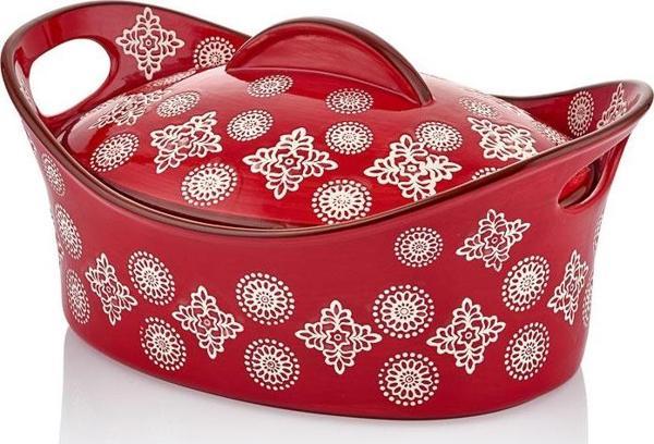 Seramik Kırmızı Oval Büyük Tencere Fırın Kabı 31x22 Cm - Image 1