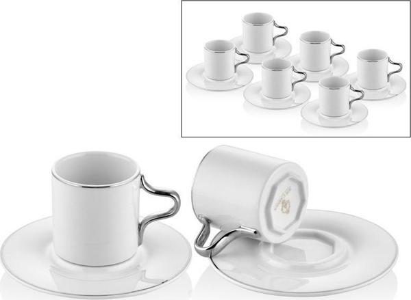 Valencia Platin 6lı Yaldızlı Kahve Fincanı Takımı - Image 1