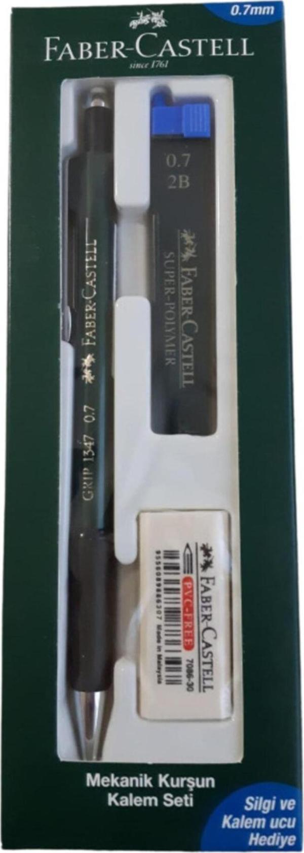Faber-Castell Grip 1347 Mekanik Kurşun Kalem Seti 0.7 Silgi Ve Kalem Ucu Yeşil Renk - Image 1