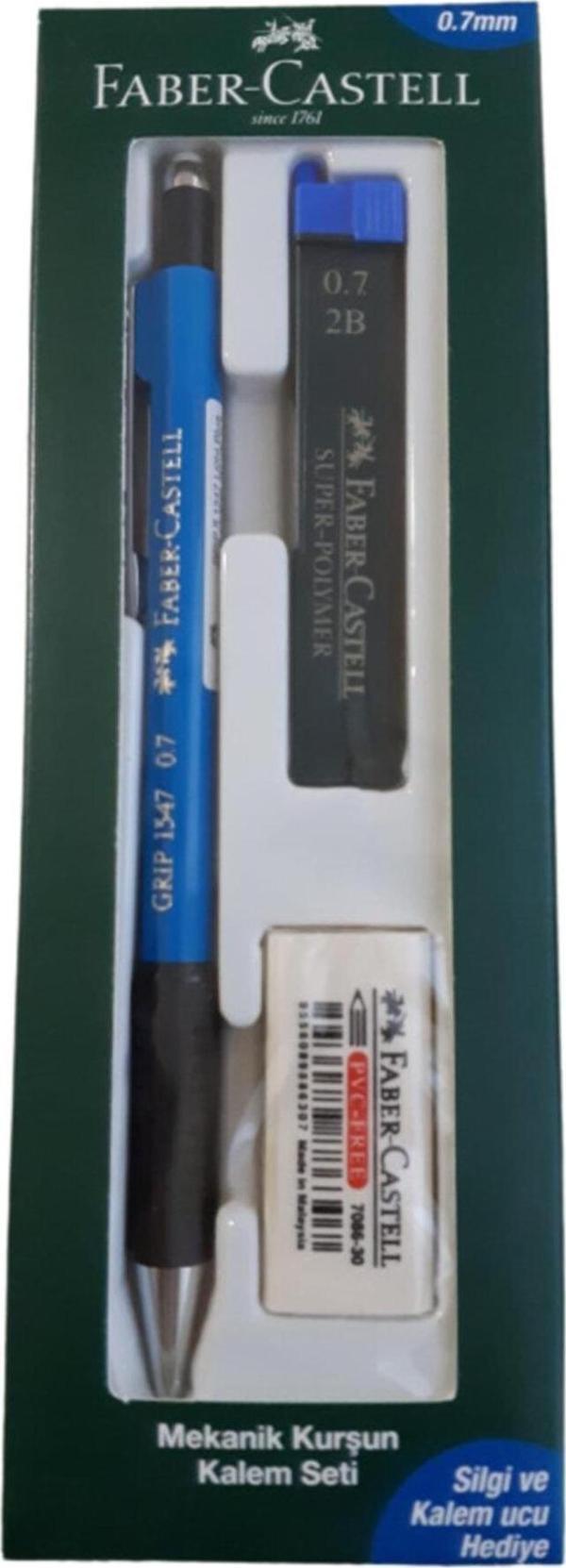 Faber-Castell Grip 1347 Mekanik Kurşun Kalem Seti 0.7 Silgi Ve Kalem Ucu Mavi Renk - Image 1