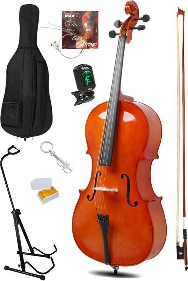 Maxword MCL-250-PAK Yüksek Kaliteli Masif Ağaç Çello Viyolonsel Full Set - Image 1