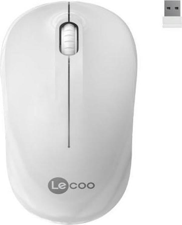Lecoo WS206 Kablosuz 1200DPI 3 Tuşlu Optik Mouse Beyaz - Image 1