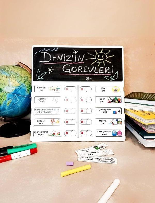 Çocuk görev tablosu ahşap eğitici oyuncak - Montessori günlük rutin çizelgesi - Image 1