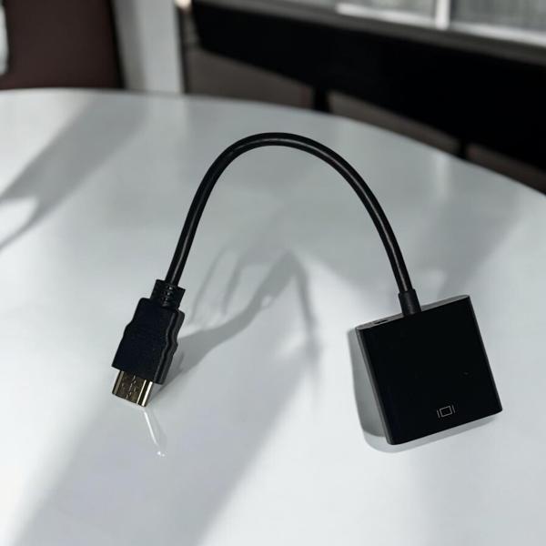 HDMI-VGA Dönüştürücü Kablo HDMI To VGA Siyah Renk - Image 1