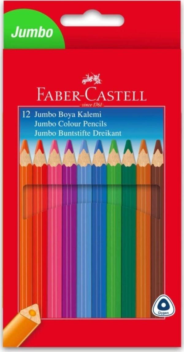Faber-Castell L Jumbo Üçgen Boya Kalemi, 12 Renk - Image 1