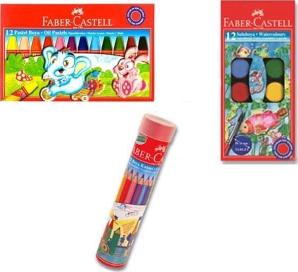 Faber-Castell Pastel Boya + Sulu Boya Seti + Kuruboya 12'Li - Image 1