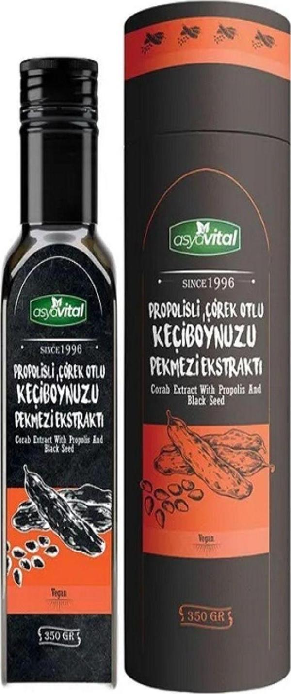 asyavital Propolisli Çörekotlu Keçiboynuzu Pekmezi Özü 350 Gr - Image 1