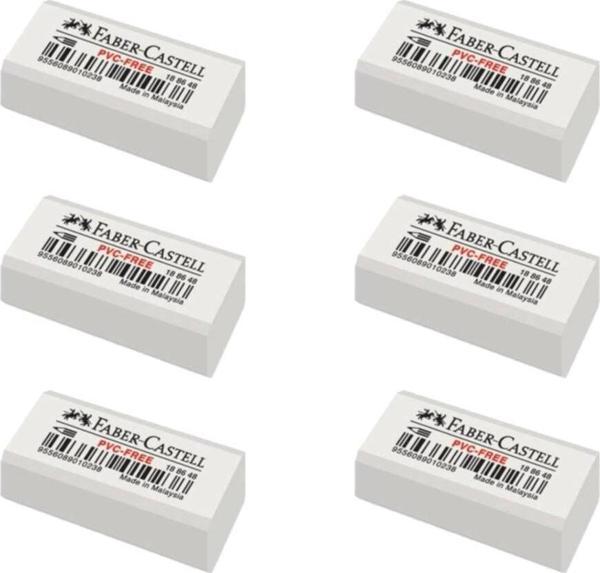 Faber-Castell 7086/6 Beyaz Silgi 6Lı - Image 1