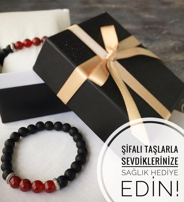 Hepsi Enteresan Şifalı Akik Ve Oniks Taşlı Bileklik, Sevgiliye Hediye, Erkeğe Hediye, Doğum Günü - Image 1