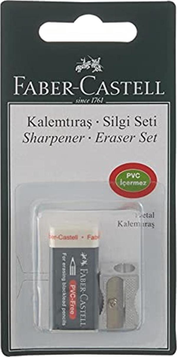Faber-Castell 5500185685 Faber- Castell Metal Kalemtıraş + Silgi Seti - Image 1