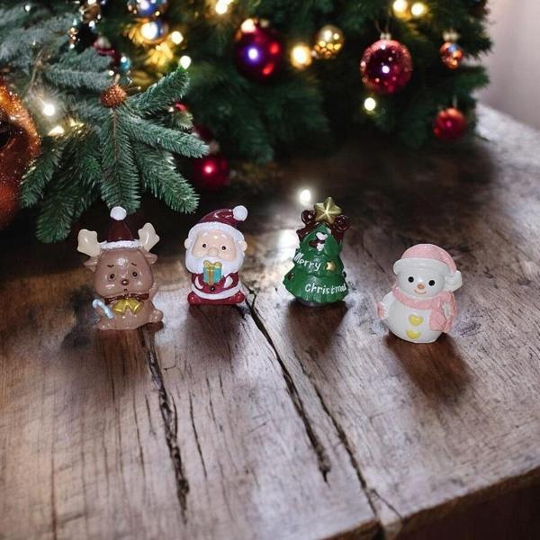 VIP DELUXE 4 ADET DEKORATİF BİBLO NOEL SÜSLERİ YILBAŞI HEDİYELERİ NOEL BABA GEYİK KARDAN ADAM ÇAM - Image 1
