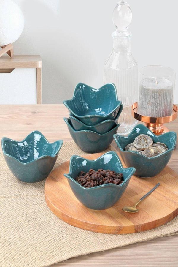 Keramika Luster Yeşil Zambak Çerezlik 12 Cm 6 Adet - Image 1