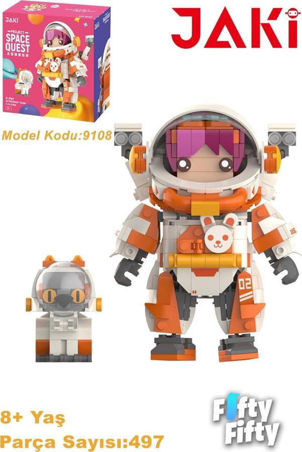 Jaki Space Quest Serisi Turuncu Astronot-JK9108(497 Parça) Oyuncak Yapım Seti - Image 1