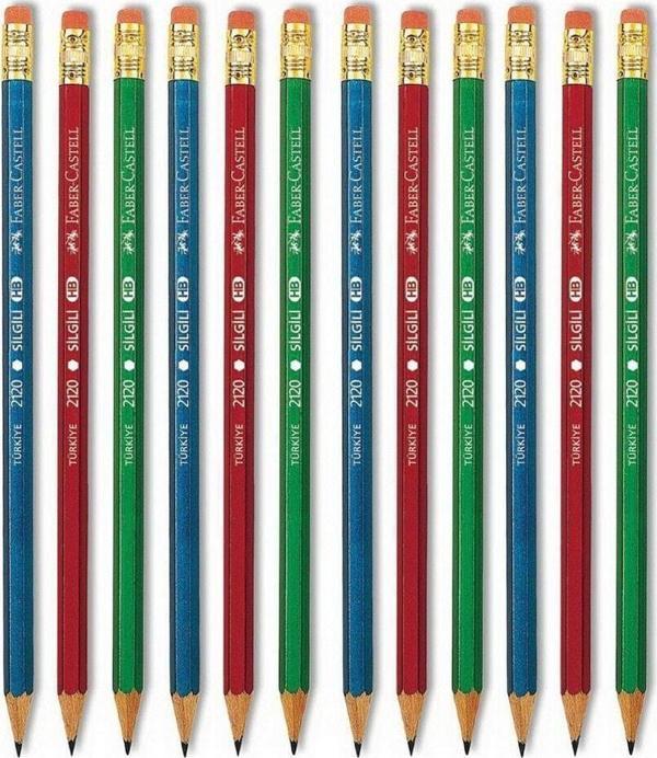 Faber-Castell 2120 Silgili Kurşun Kalem 12 Li Paket (5244212000) - Image 1