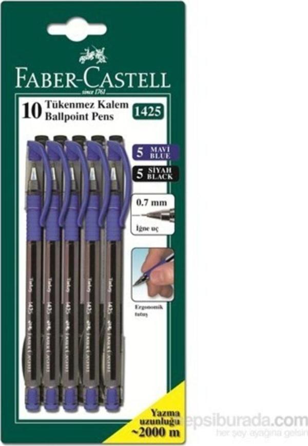 Faber-Castell 1425 2 Renk Tükenmez -5 Siyah 5 Mavi 10'Lu (5500142510) Tk.K - Image 1