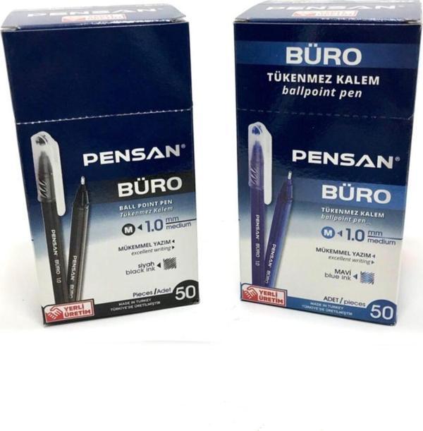Pensan Büro Tükenmez 50'Li Kutu Mavi Ve Siyah 100 Adet - Image 1