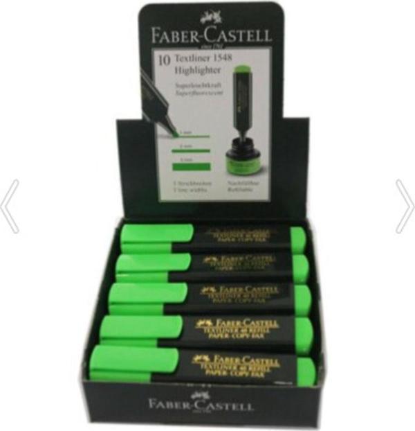 Faber-Castell Fosforlu Kalem Yeşil 10 Adet ( 1 Paket 10 Adet ) 011651 - Image 1