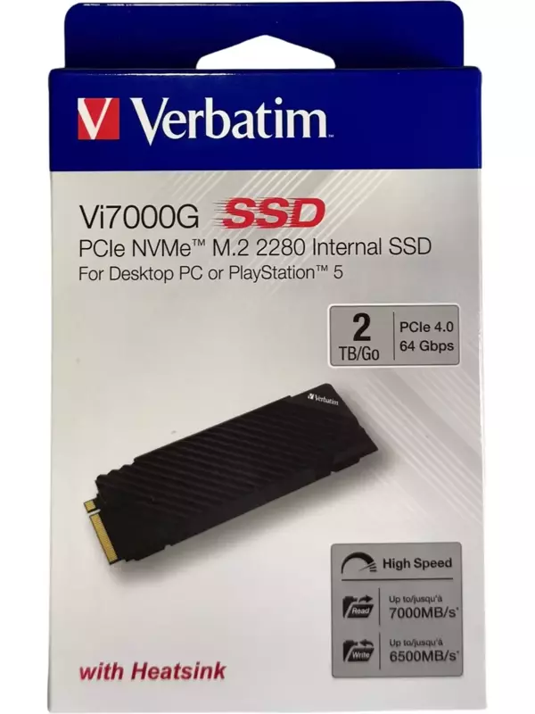 Verbatim Vi7000G 2TB 7400MB-6700MB M.2 NVMe PCIe Gen 4 SSD - Image 1