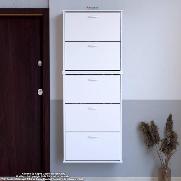 Modilayn VARBİ UMAY' 2 Li Asma Kapı Önü 72x181x25, 5 cm’ lik 5 Düşer Kapak 10 Göz Bölme Ayakkabılık - Image 1