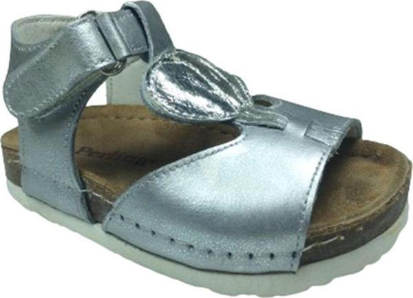 Perlina Ortopedikal 3204-3 Kız Çocuk Sandalet Gümüş Ortopedik % 100 Deri Anatomik Mantar Taban - Image 1