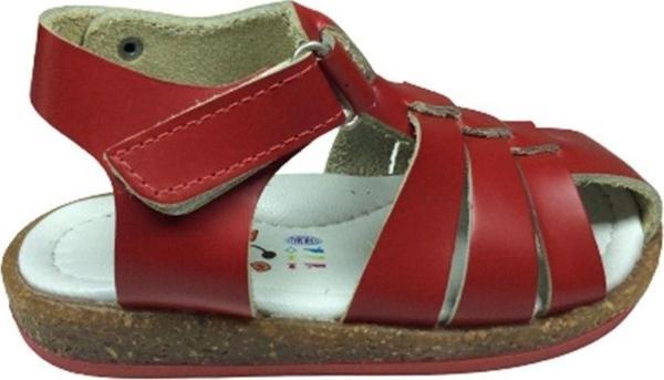 OrtopedikAL 1001 Bebe Unisex Kız Erkek Sandalet Kırmızı Direkli Bilekten Cırtlı % 100 Deri - Image 1