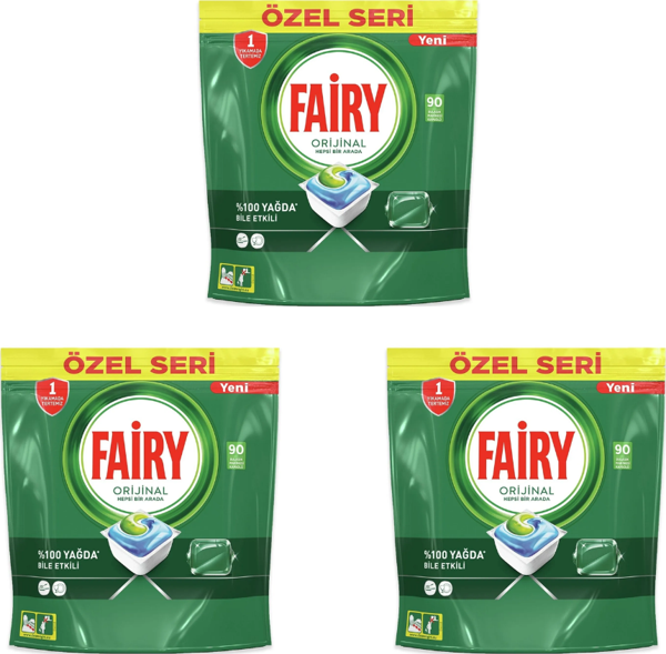 Fairy Hepsi Bir Arada Bulaşık Deterjanı Orijinal Kapsül 90'Lı 3 Adet - Image 1