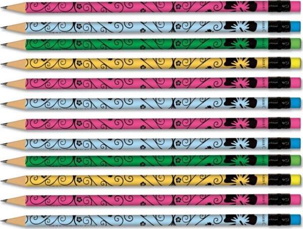 Faber-Castell Flowers 2B Silgili Yuvarlak Kurşun Kalem 12 Li Paket (5244119412) - Image 1