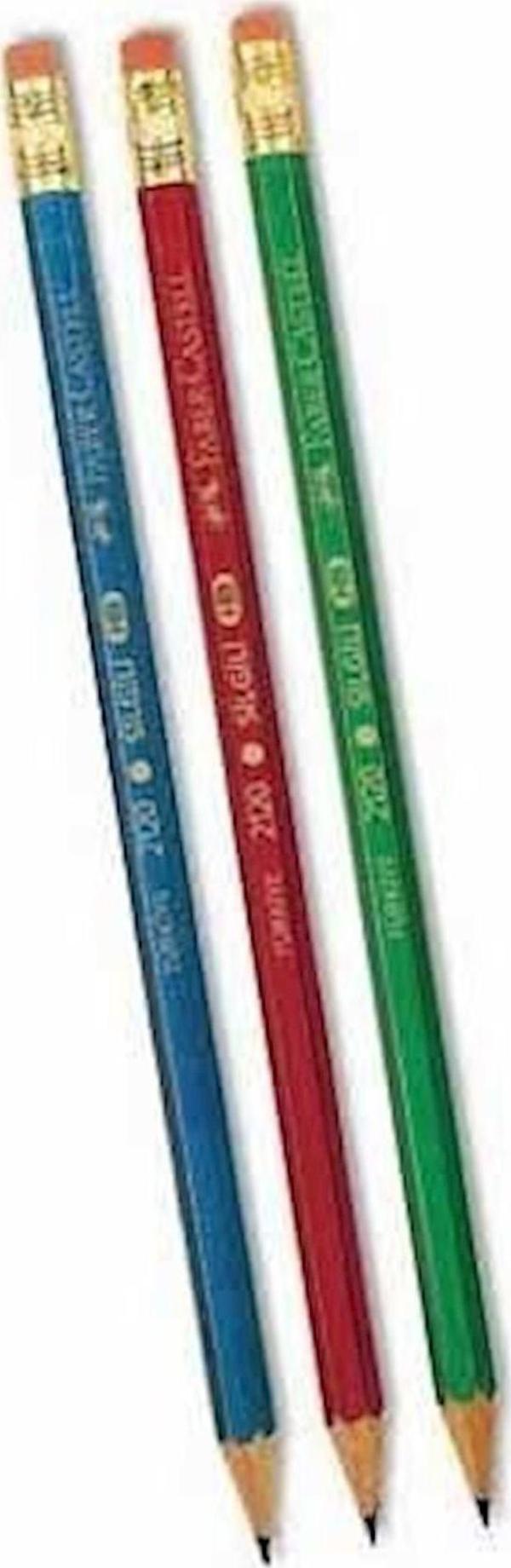 Faber-Castell Köşeli Mercanlı Silgili Kurşun Kalem 12 Adet - Image 1