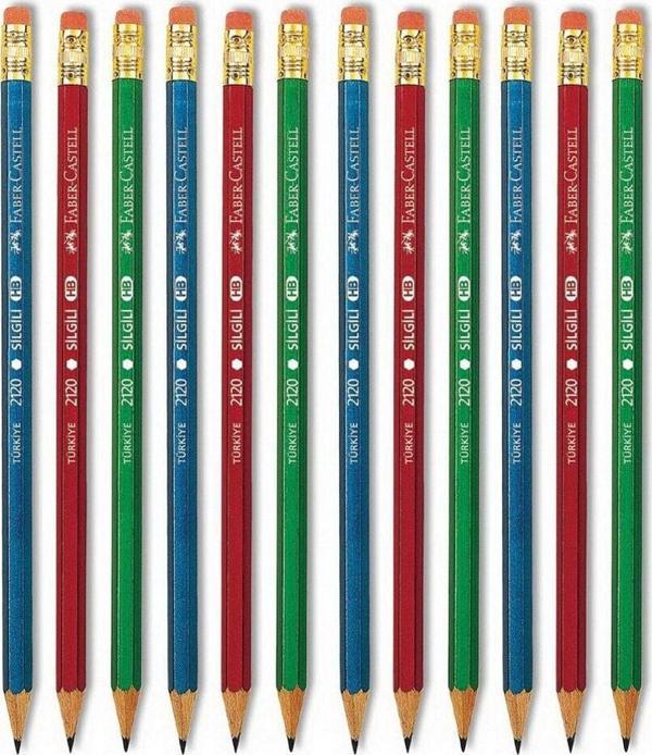 Faber-Castell Kurşun Kalem Silgili Mercanlı 12 Adet - Image 1
