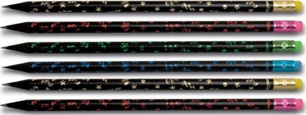 Faber-Castell Party Silgili Yuvarlak Kurşun Kalem Siyah Ahşap 6 Lı Paket - Image 1