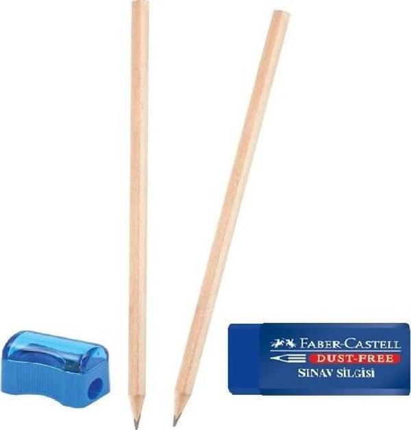Faber-Castell Natural Ösym Kalemi Kurşun Kalem Sınav Seti (4 Kalem, 1 Kalemtıraş, 1 Sınav Silgisi) - Image 1