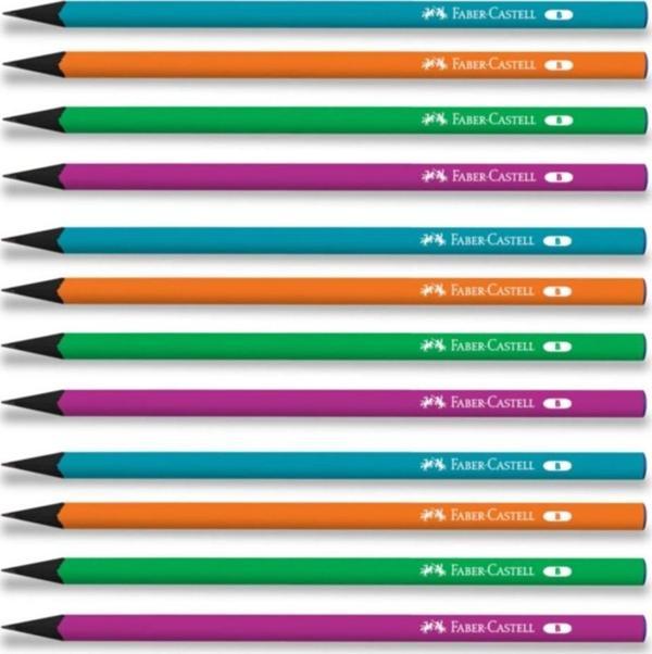 Faber-Castell Kurşun Kalem Siyah Lata Neon Yuvarlak B (12 Li Paket) - Image 1
