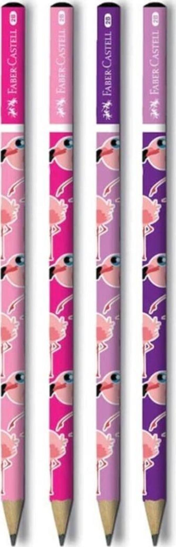 Faber-Castell 2B Kurşun Kalem Flamingo Desenli 4 Lüset - Image 1