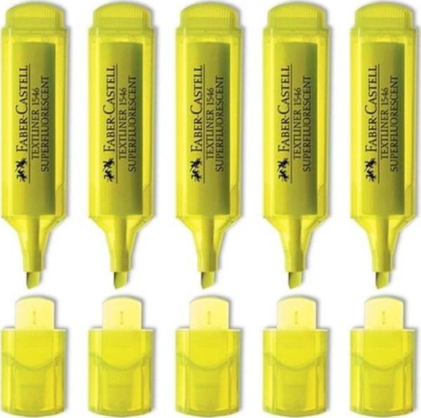 Faber-Castell Şeffaf Gövde Fosforlu Kalem 1546 Sarı 5 Adet - Image 1