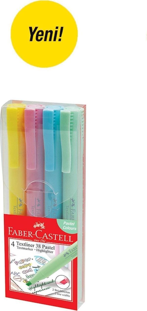 Faber-Castell Pastel Fosforlu Kalem 38 4Lü Poşet - Image 1
