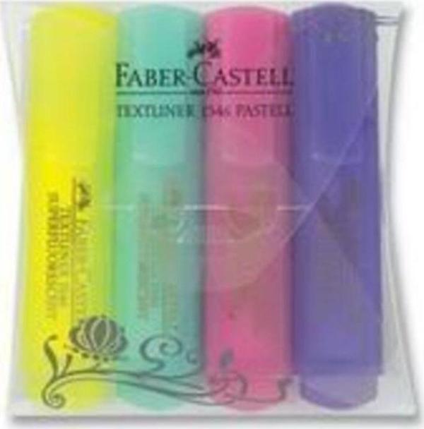 Faber-Castell - Fosforlu Kalem Textlıner 1546 - 4'Lü Pastel Renkler - Image 1