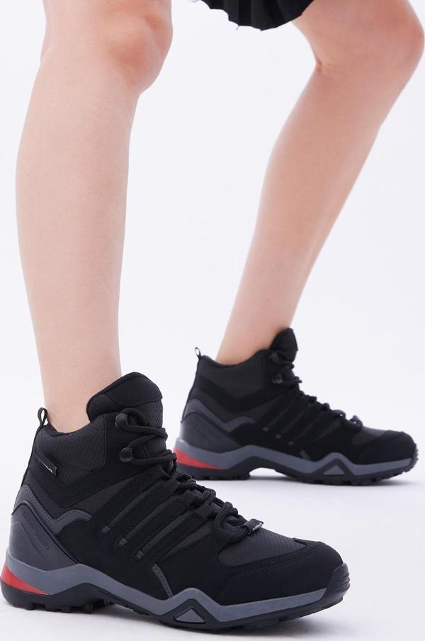 Tonny Black Unisex Siyah Füme Rahat Kalıp Yanı Şerit Detaylı Bağcıklı Trekking Bot - Image 1