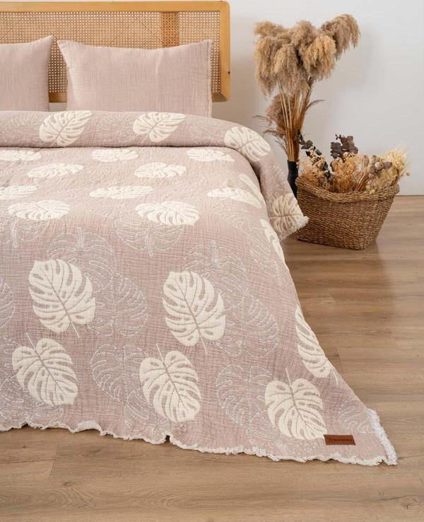 Forest Bej Çift Kişilik 3 Parça 240x260 cm Pike Takımı Daily Set - Image 1