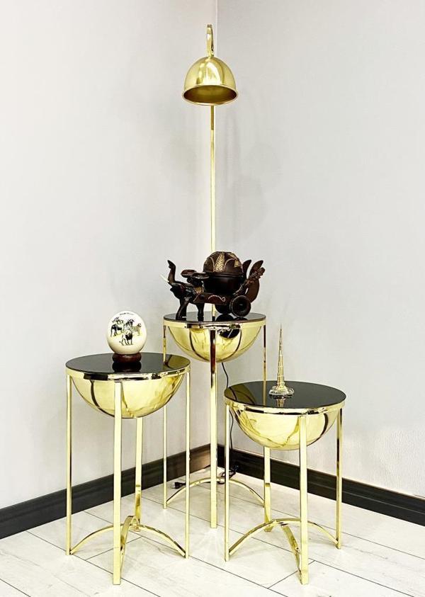 Lale Gold 3 Sehpalı Lambader Takımı - Image 1