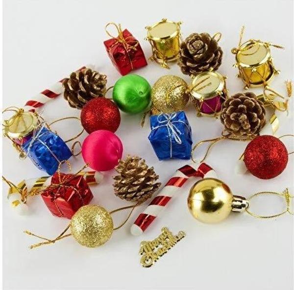 Yıllbaşı Çam Ağacı Süsü Karışık Noel Ağacı Süsü 12 Li 3 cm - Image 1